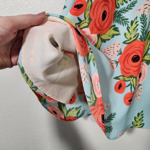 {Anthro} Paper Crown + Rifle Paper Co. Fluttered Blooms Swing Dress Oversized S - Picture 6 of 16